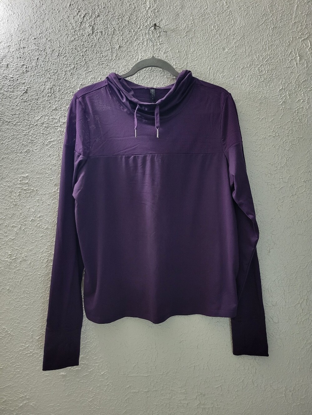 Gaiam Sz XL Womens Purple Yoga Hoodie Lightweight Mesh Drawstrings Hooded Shirt